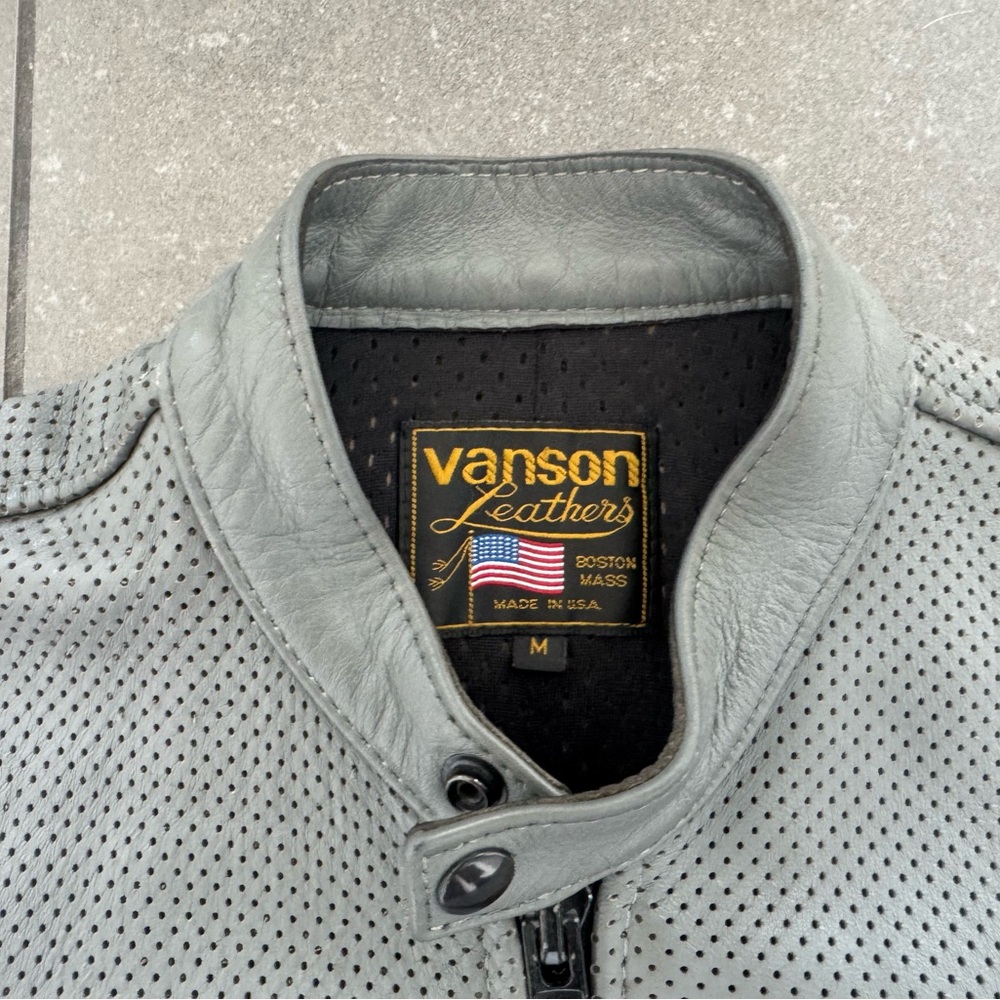 Vanson Gray Leather Motorcycle Jacket - Picture 4 of 5